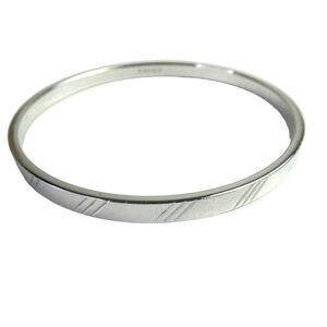 Monet Diagonal Striped Silver Tone Bangle Bracelet Minimalist Minimalistic Retro